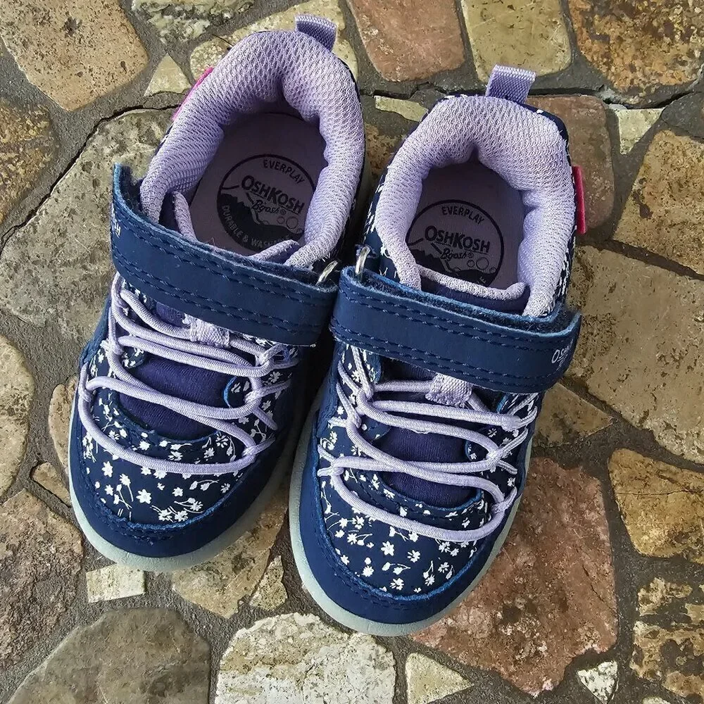 OshKosh B'gosh Toddler Girls' Everplay Sneakers, Purple With Flowers,  Size 5M